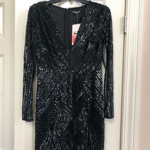 NWT Gianni Bini Sloane Sequin Beaded V-Neck Dress